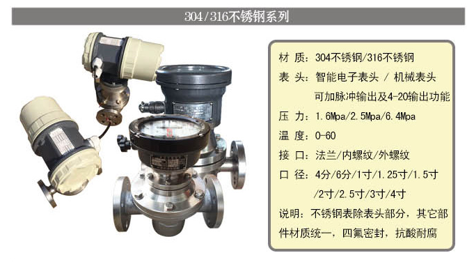 橢圓齒輪流量計(jì)內(nèi)螺紋型不銹鋼材質(zhì)